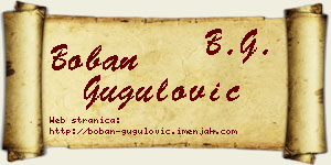 Boban Gugulović vizit kartica